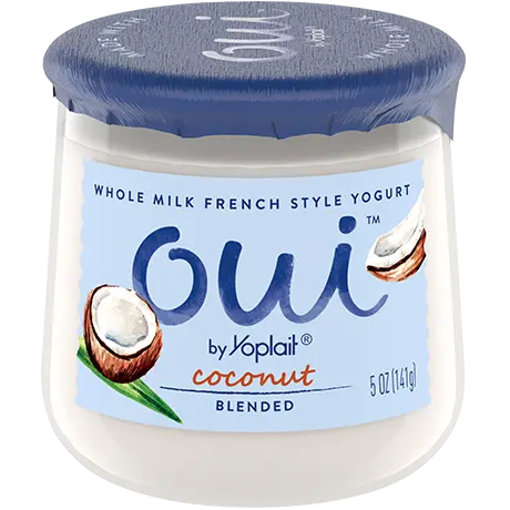 Oui by Yoplait Coconut Blended French Style Yogurt, 5 oz., front of product.