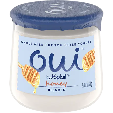 Oui by Yoplait Honey Blended French Style Yogurt, 5 oz., front of product.