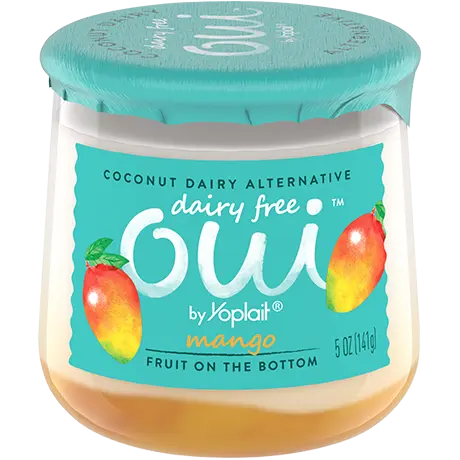 Oui by Yoplait Dairy Free Mango Yogurt, 5 oz., front of product.