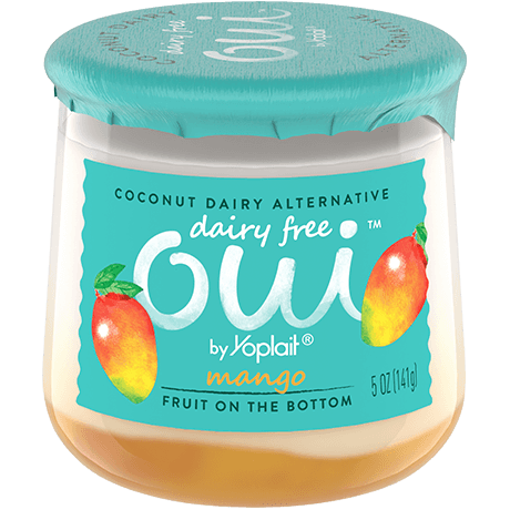 Oui by Yoplait Dairy Free Mango Yogurt, 5 oz., front of product.