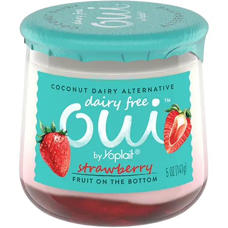 Oui by Yoplait Dairy Free Strawberry Yogurt, 5 oz., front of product.