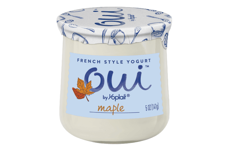 Oui by Yoplait Maple French Style Yogurt, 5 oz., front of product.