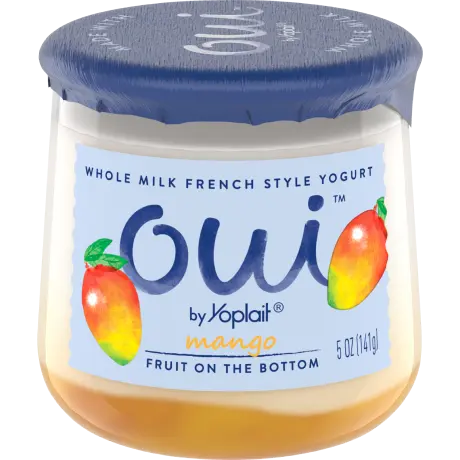 Oui by Yoplait Mango French Style Yogurt, 5 oz., front of product.