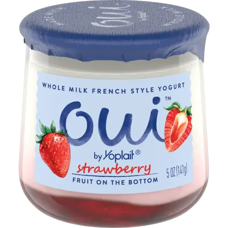 Oui by Yoplait Strawberry French Style Yogurt, 5 oz., front of product.